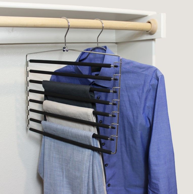 Space-Saving Multi-Tier Swing-Arm Garment Hanger