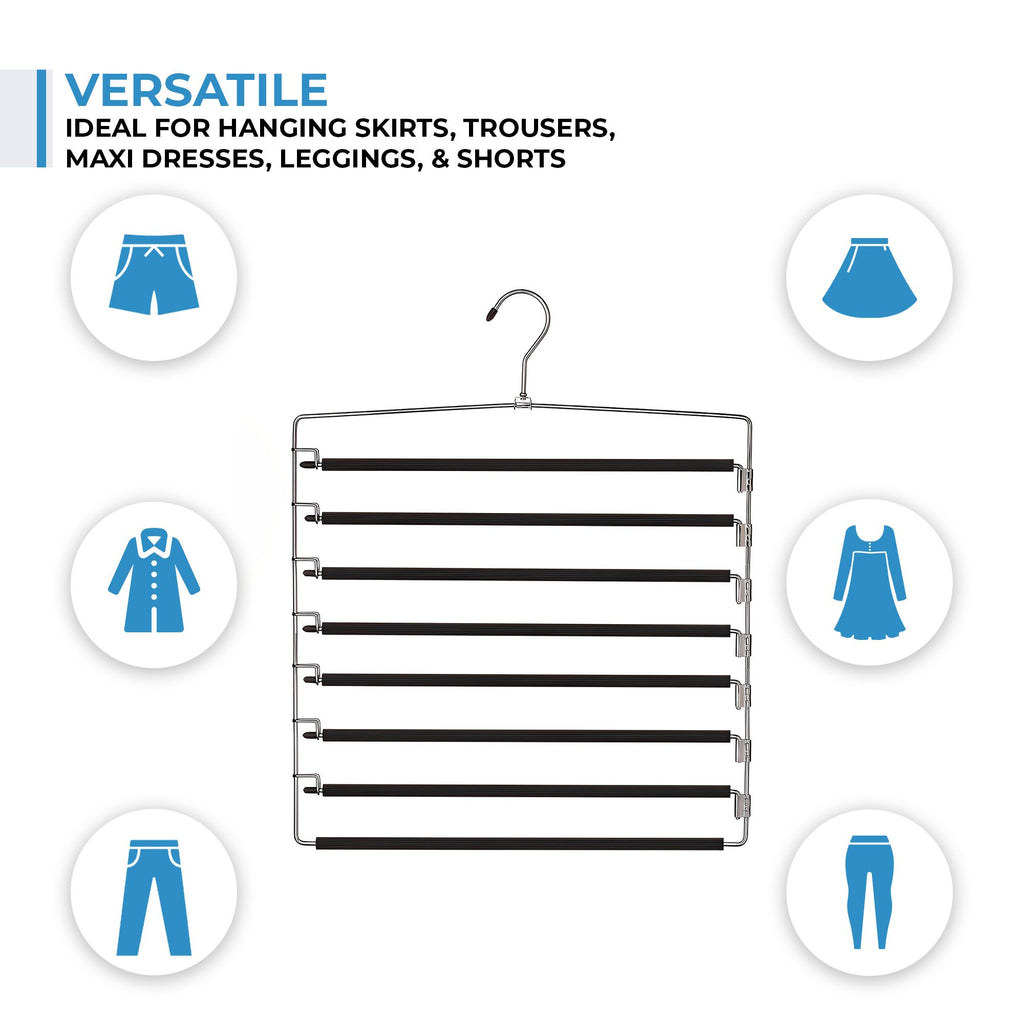 Space-Saving Multi-Tier Swing-Arm Garment Hanger
