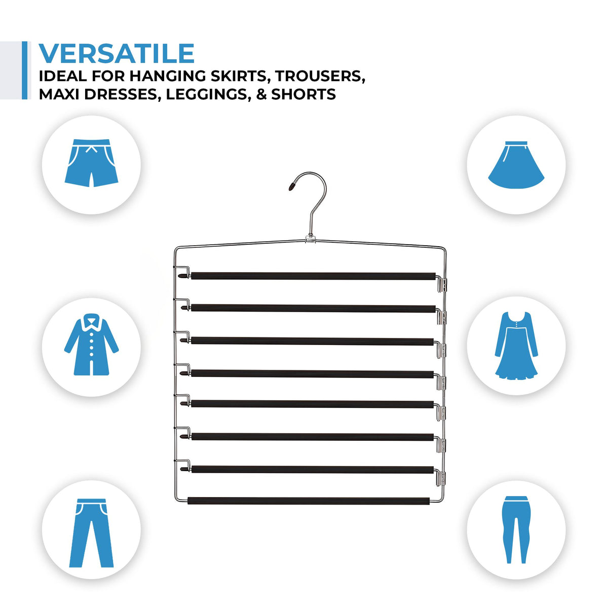 Space-Saving Multi-Tier Swing-Arm Garment Hanger