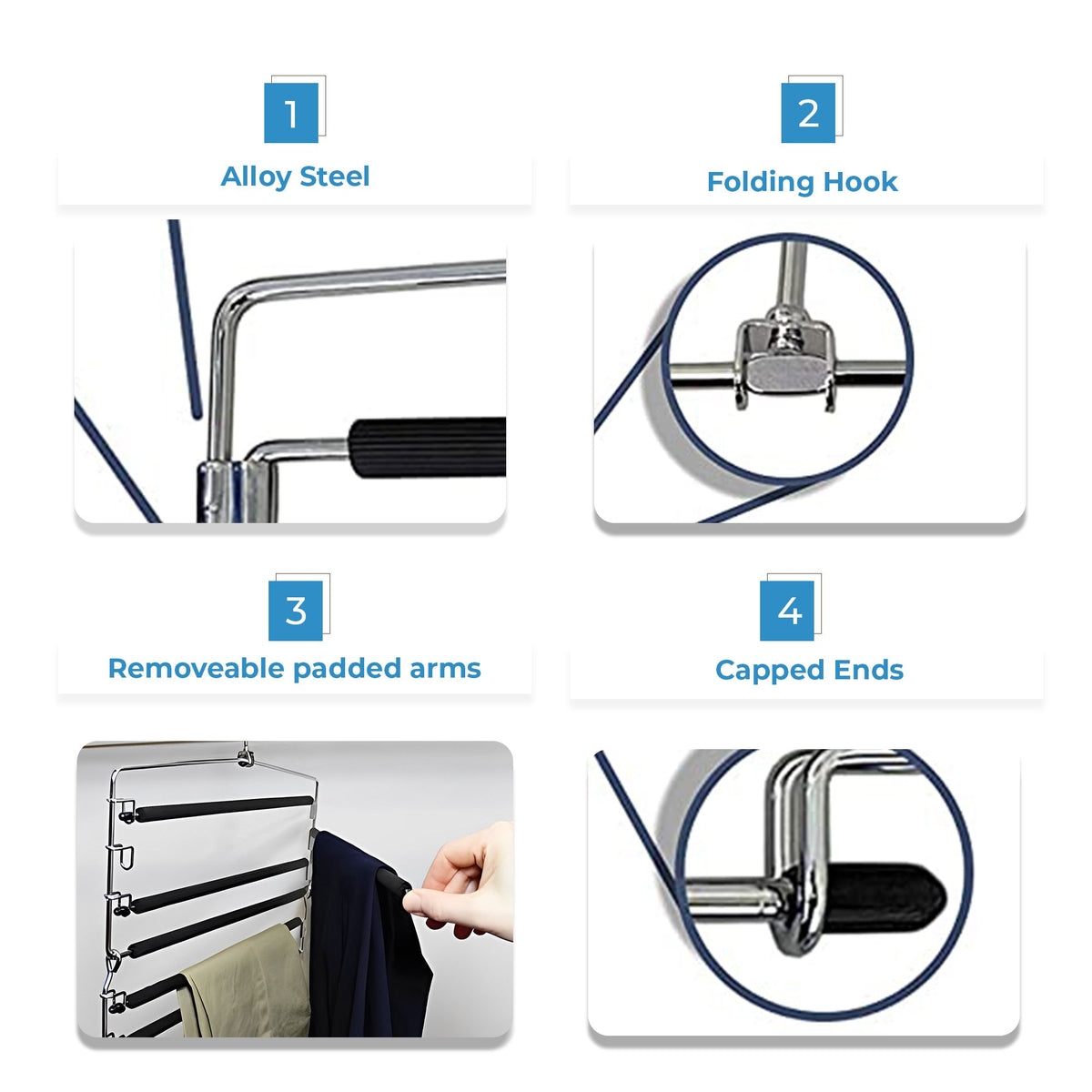Space-Saving Multi-Tier Swing-Arm Garment Hanger