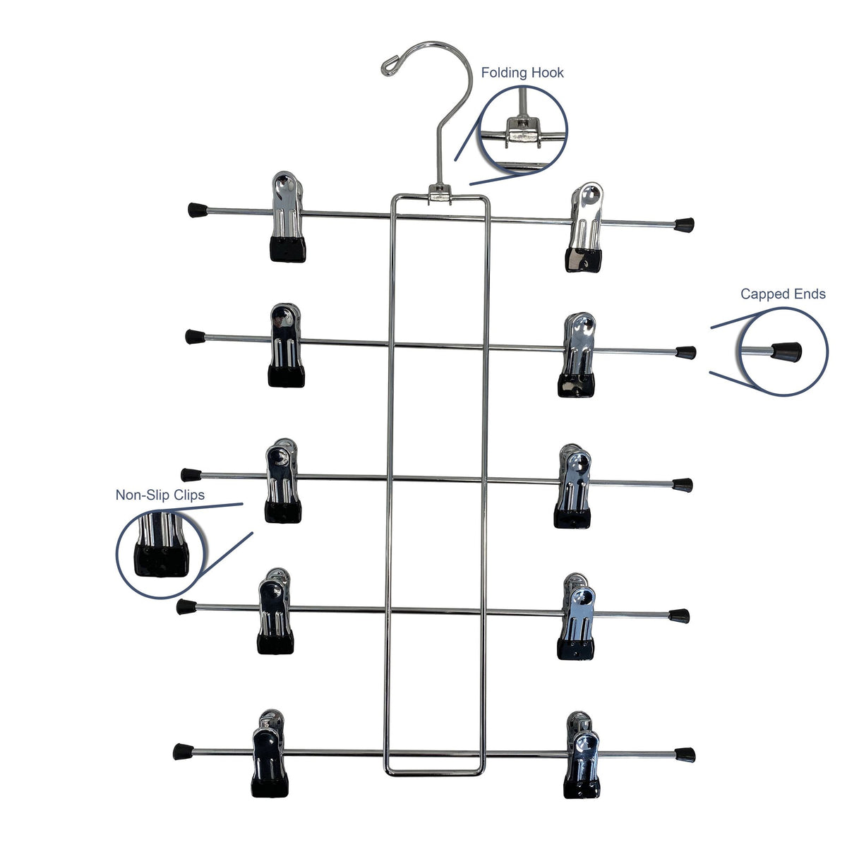 Five-Tier Folding Clip Hanger for Compact Organization