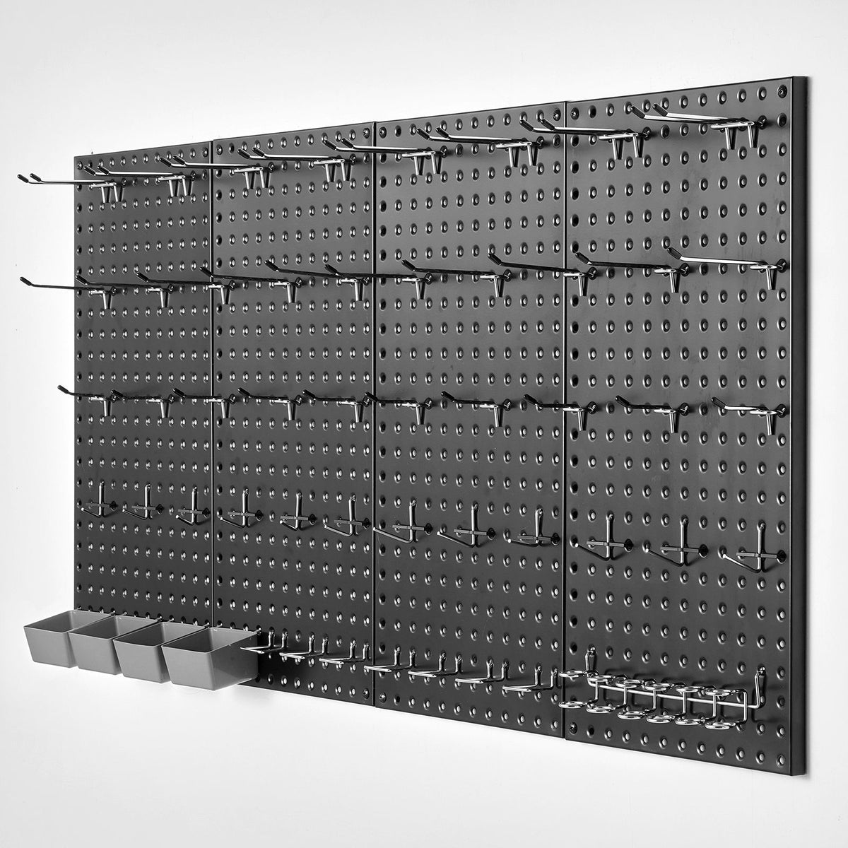Four-Panel Wall Pegboard Organizer with Accessories