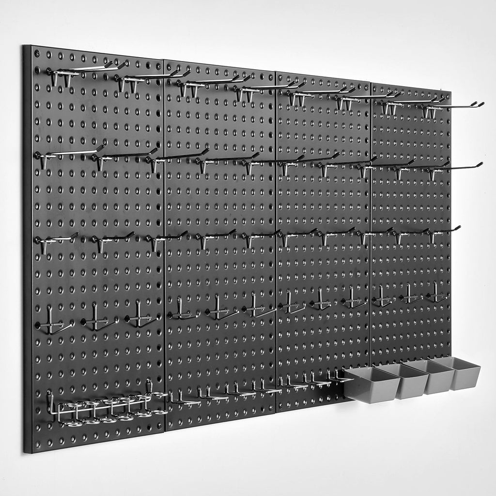 Four-Panel Wall Pegboard Organizer with Accessories