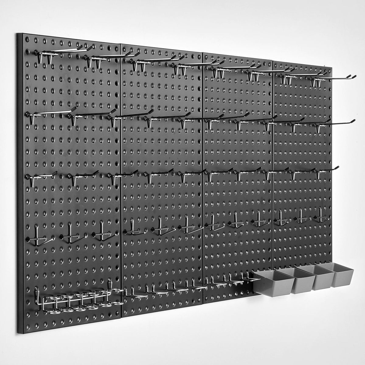Four-Panel Wall Pegboard Organizer with Accessories