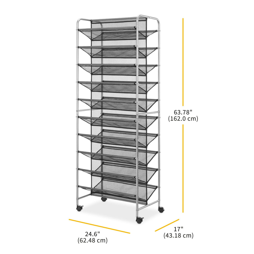 Rolling Shoe Rack with Locking Wheels for Entryway Storage