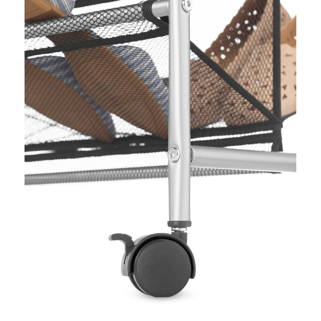 Rolling Shoe Rack with Locking Wheels for Entryway Storage