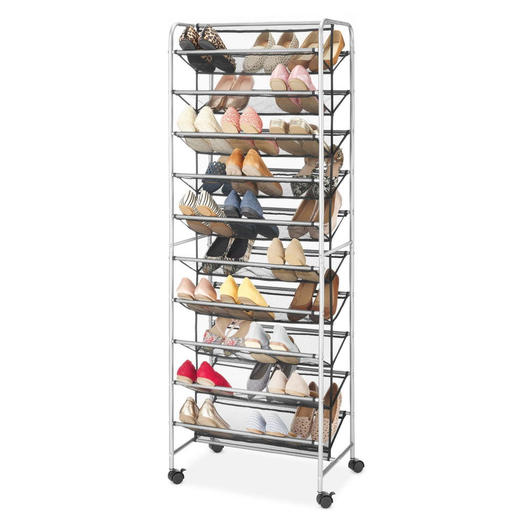 Rolling Shoe Rack with Locking Wheels for Entryway Storage