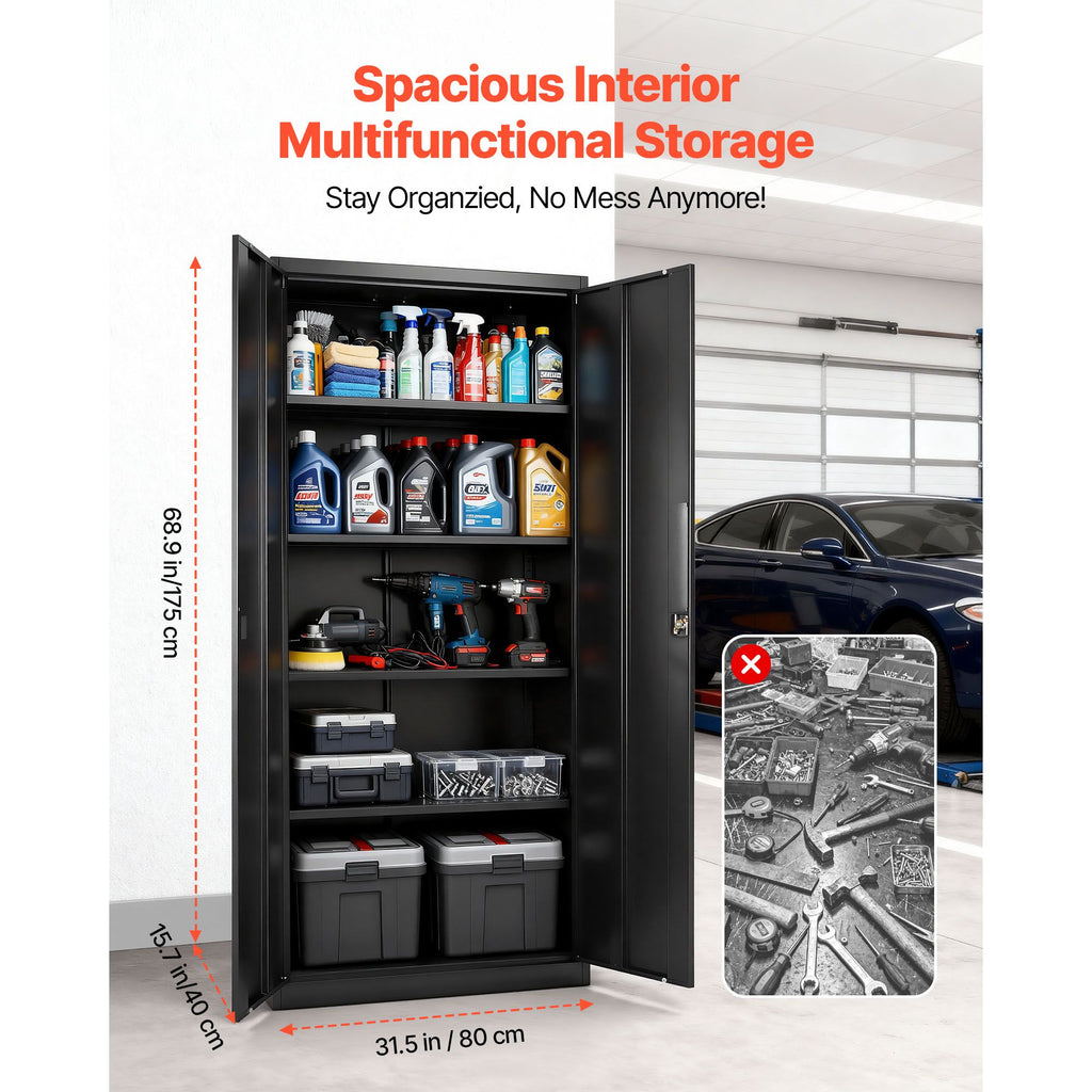 Lockable Storage Cabinet with Adjustable Shelves