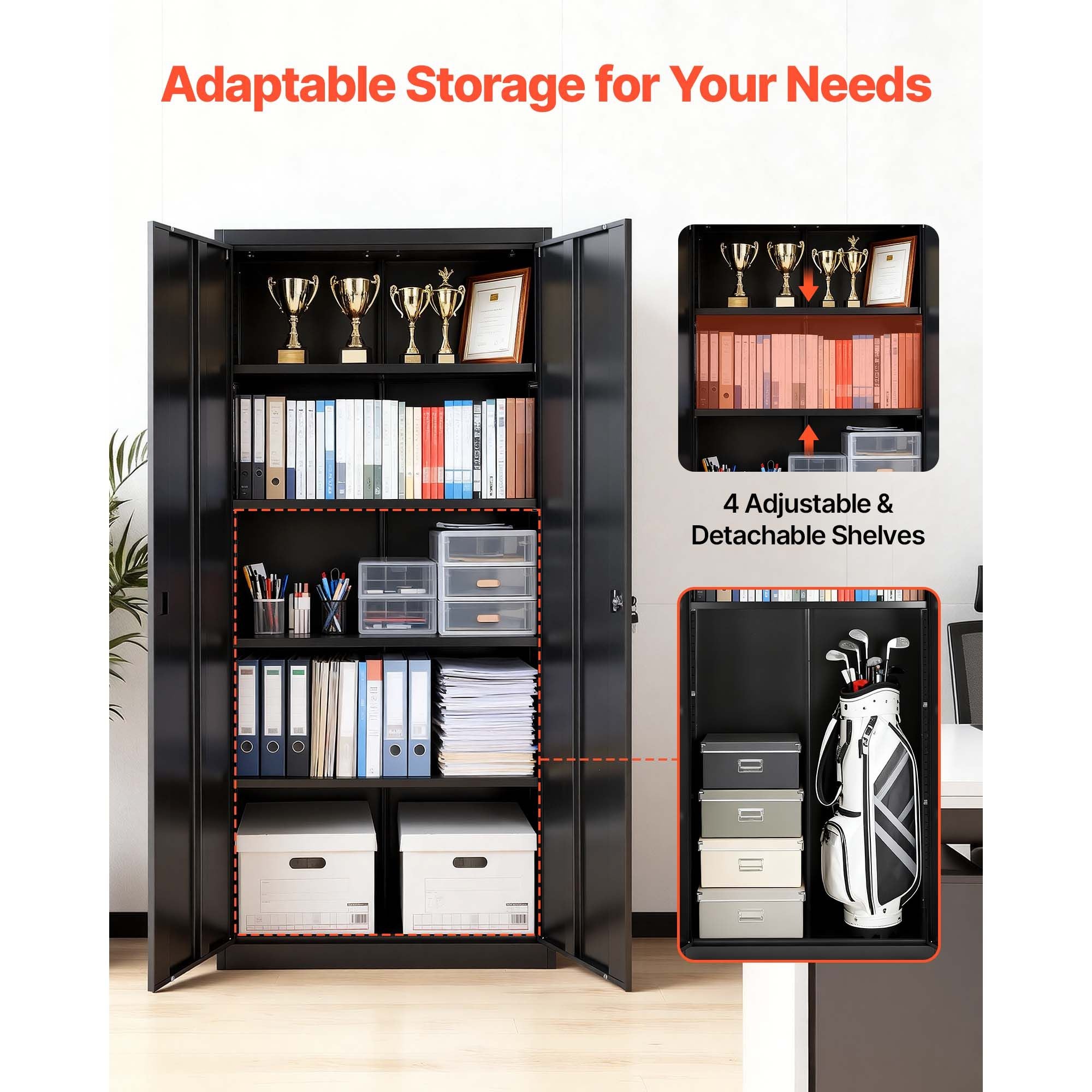 Lockable Storage Cabinet with Adjustable Shelves