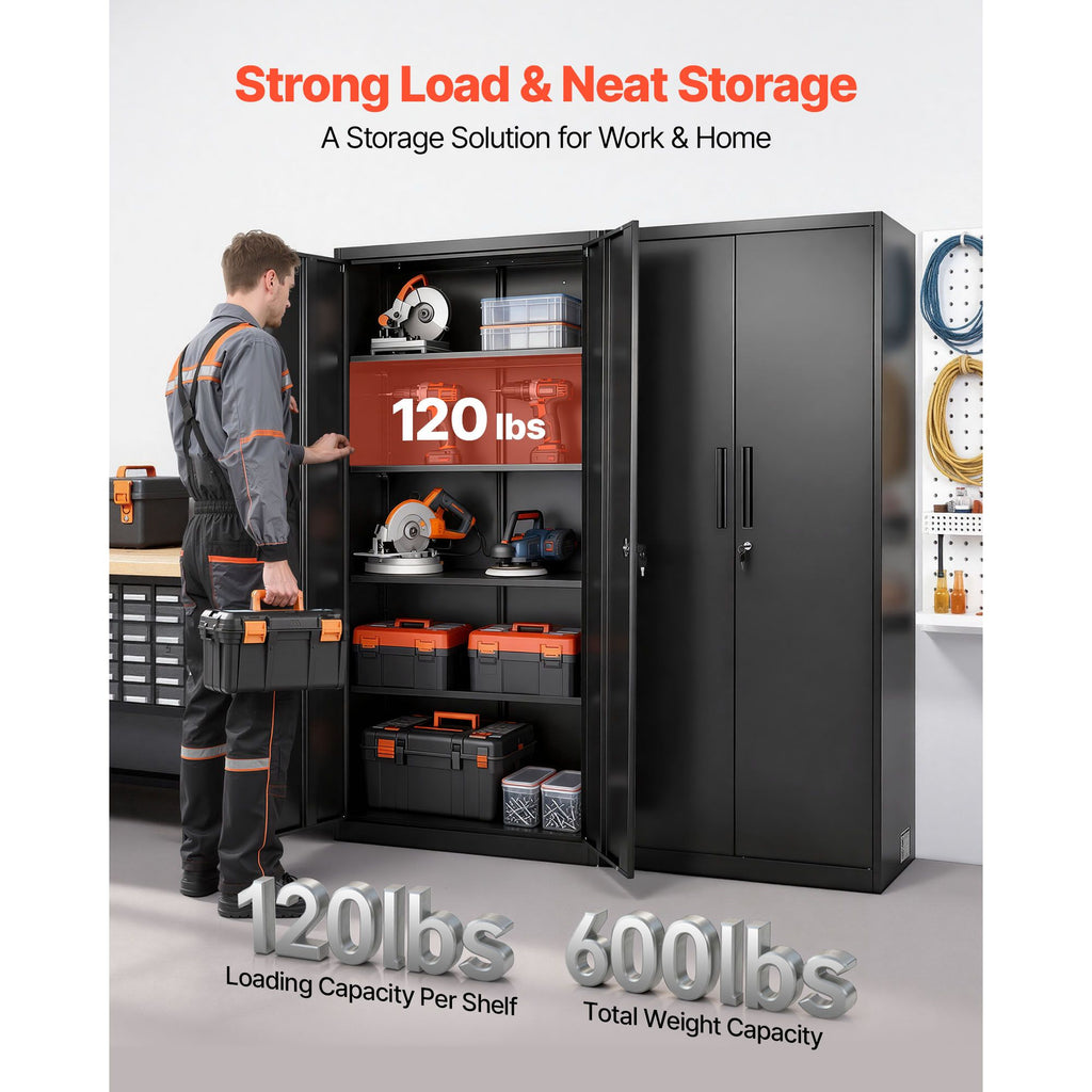 Lockable Storage Cabinet with Adjustable Shelves