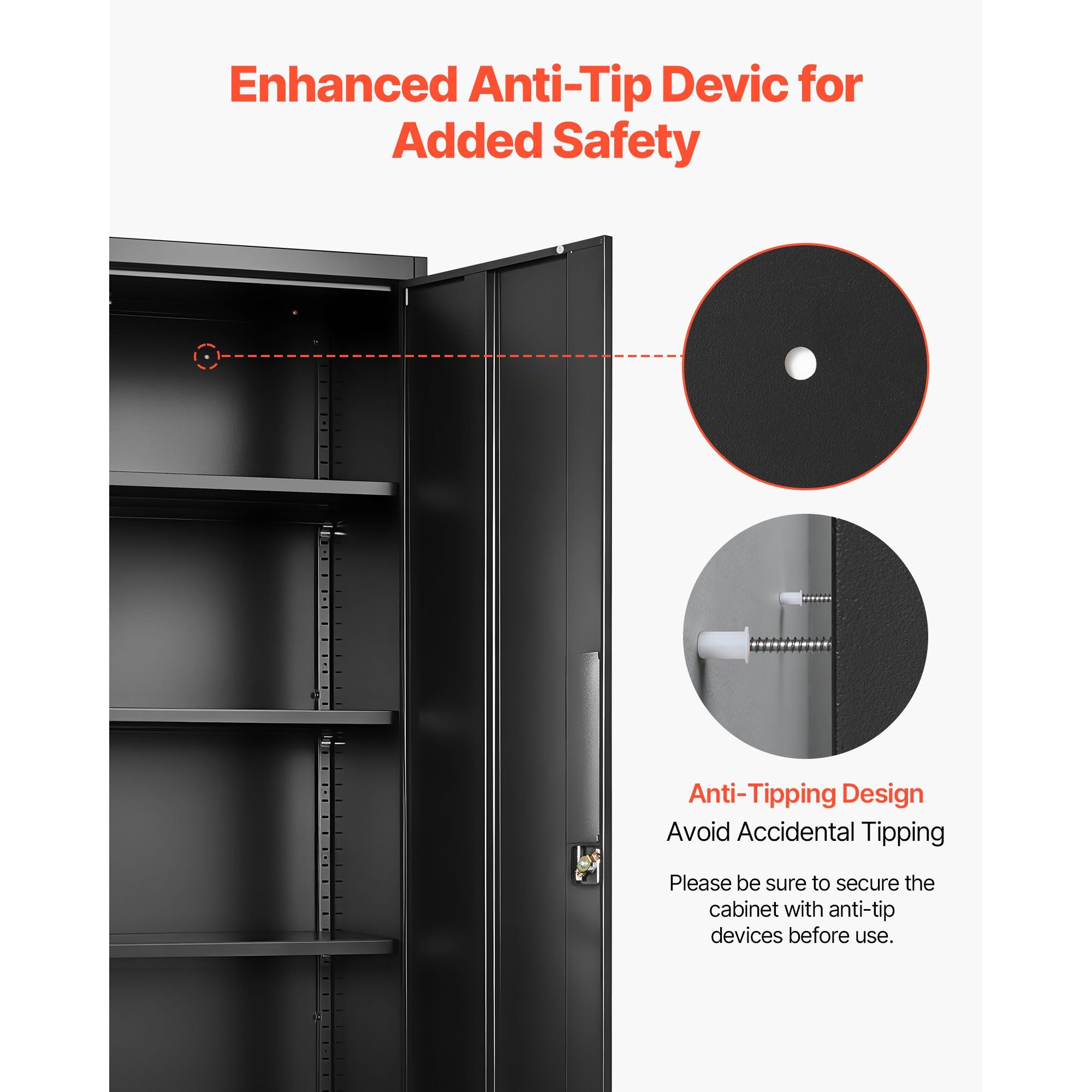 Lockable Storage Cabinet with Adjustable Shelves