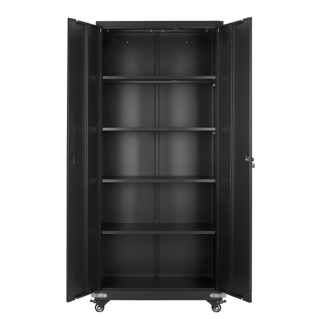 Metal Storage Cabinet, Rolling Steel Garage Cabinet with 4 Adjustable Shelves, 2