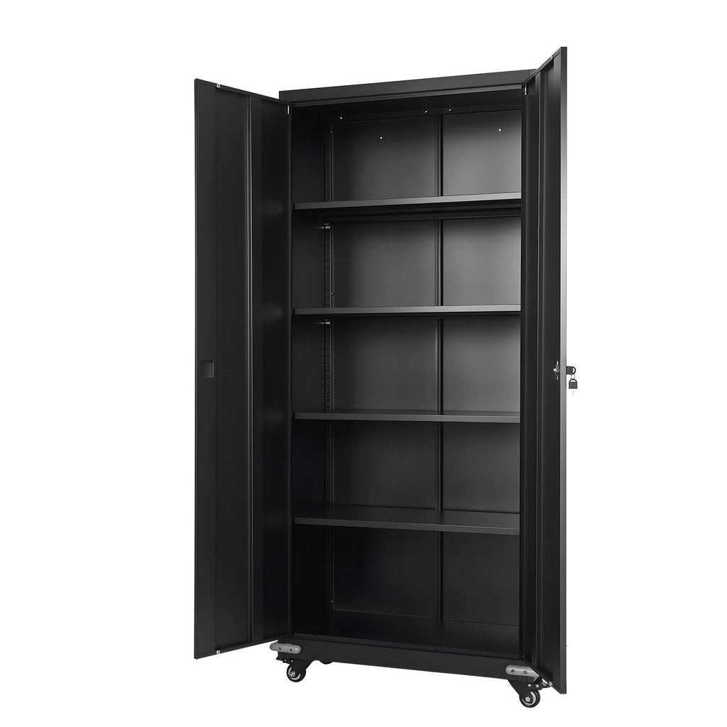 Metal Storage Cabinet, Rolling Steel Garage Cabinet with 4 Adjustable Shelves, 2