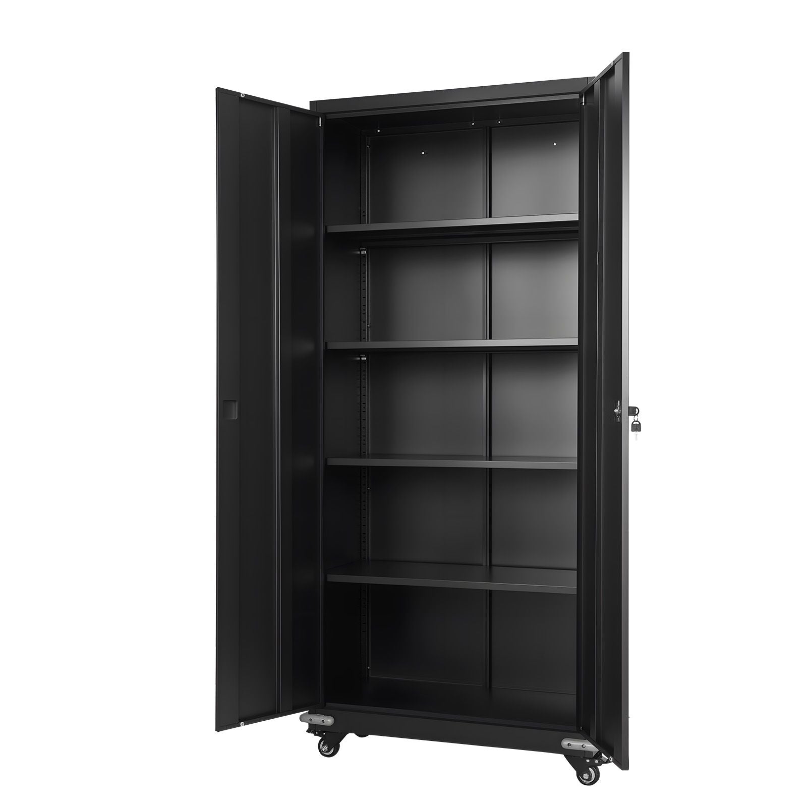 Metal Storage Cabinet, Rolling Steel Garage Cabinet with 4 Adjustable Shelves, 2