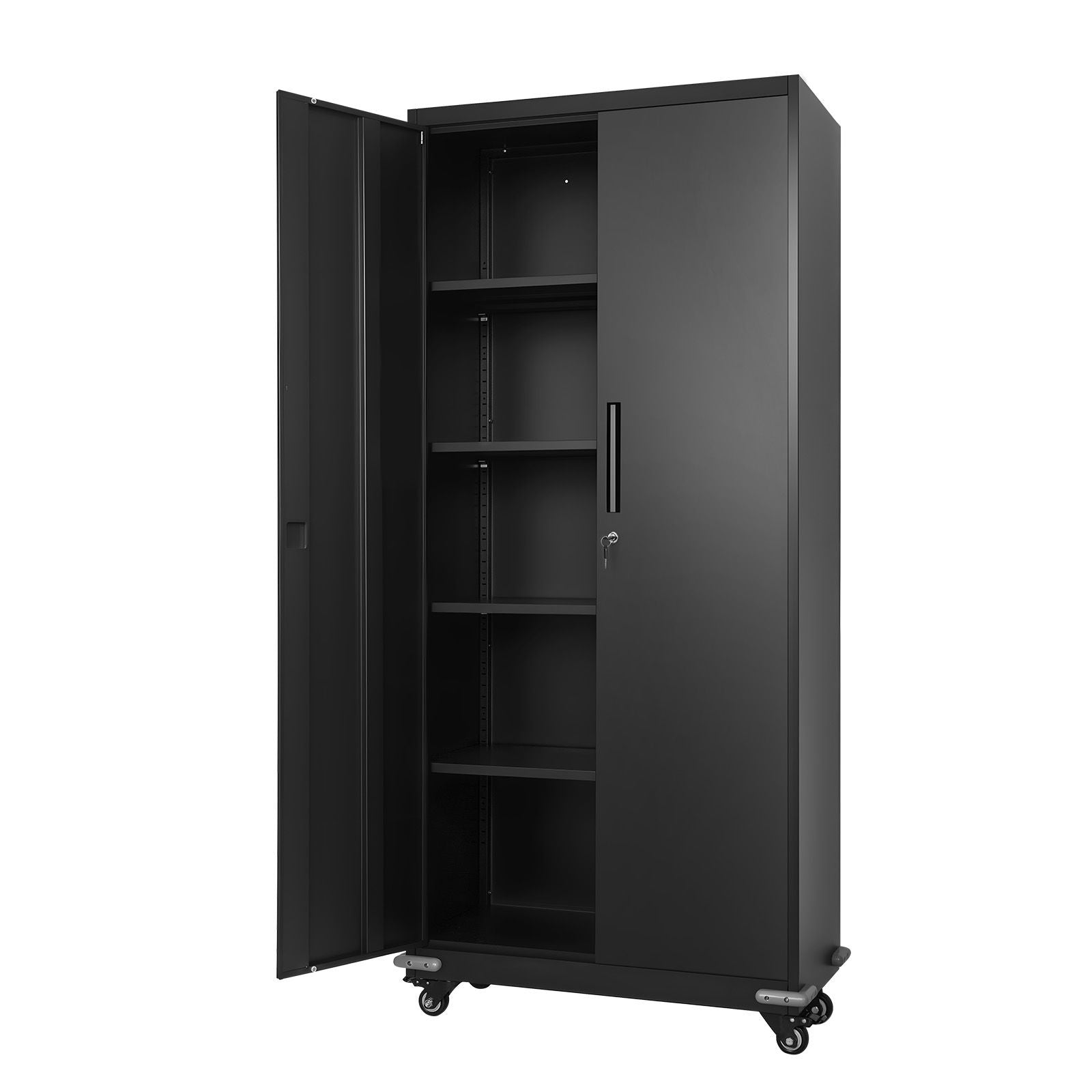 Metal Storage Cabinet, Rolling Steel Garage Cabinet with 4 Adjustable Shelves, 2