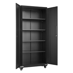 Metal Storage Cabinet, Rolling Steel Garage Cabinet with 4 Adjustable Shelves, 2