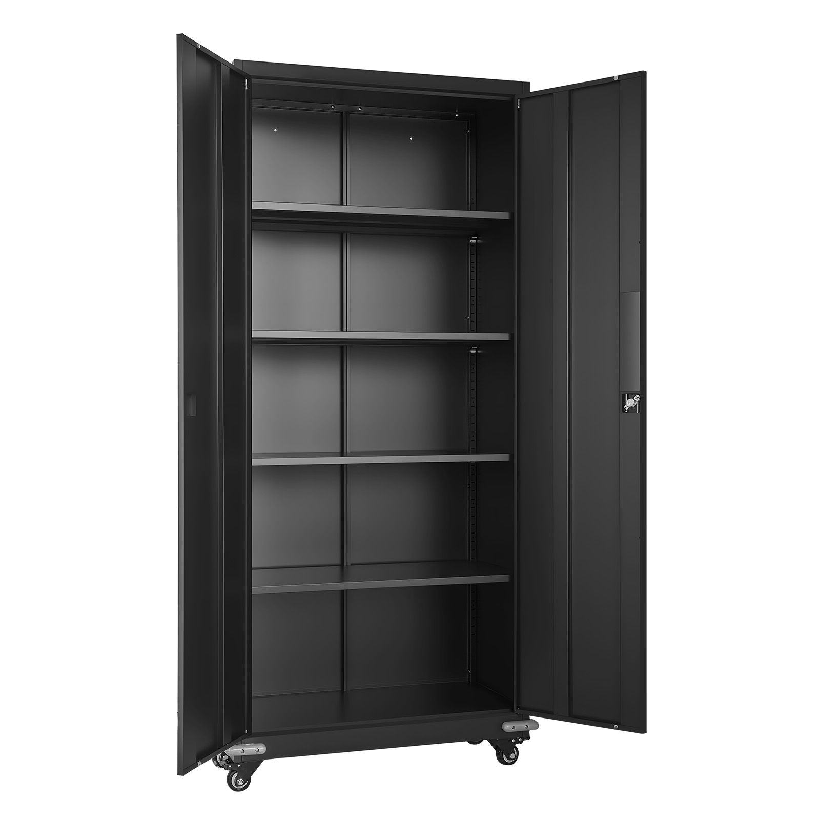 Metal Storage Cabinet, Rolling Steel Garage Cabinet with 4 Adjustable Shelves, 2