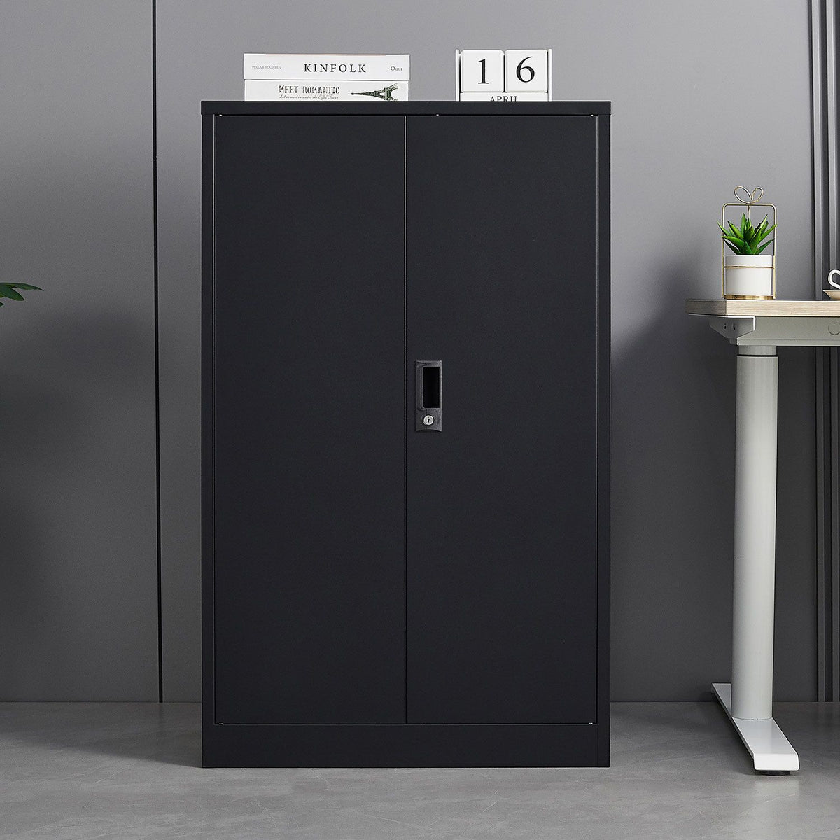 Folding Lockable Storage Cabinet with Adjustable Dividers