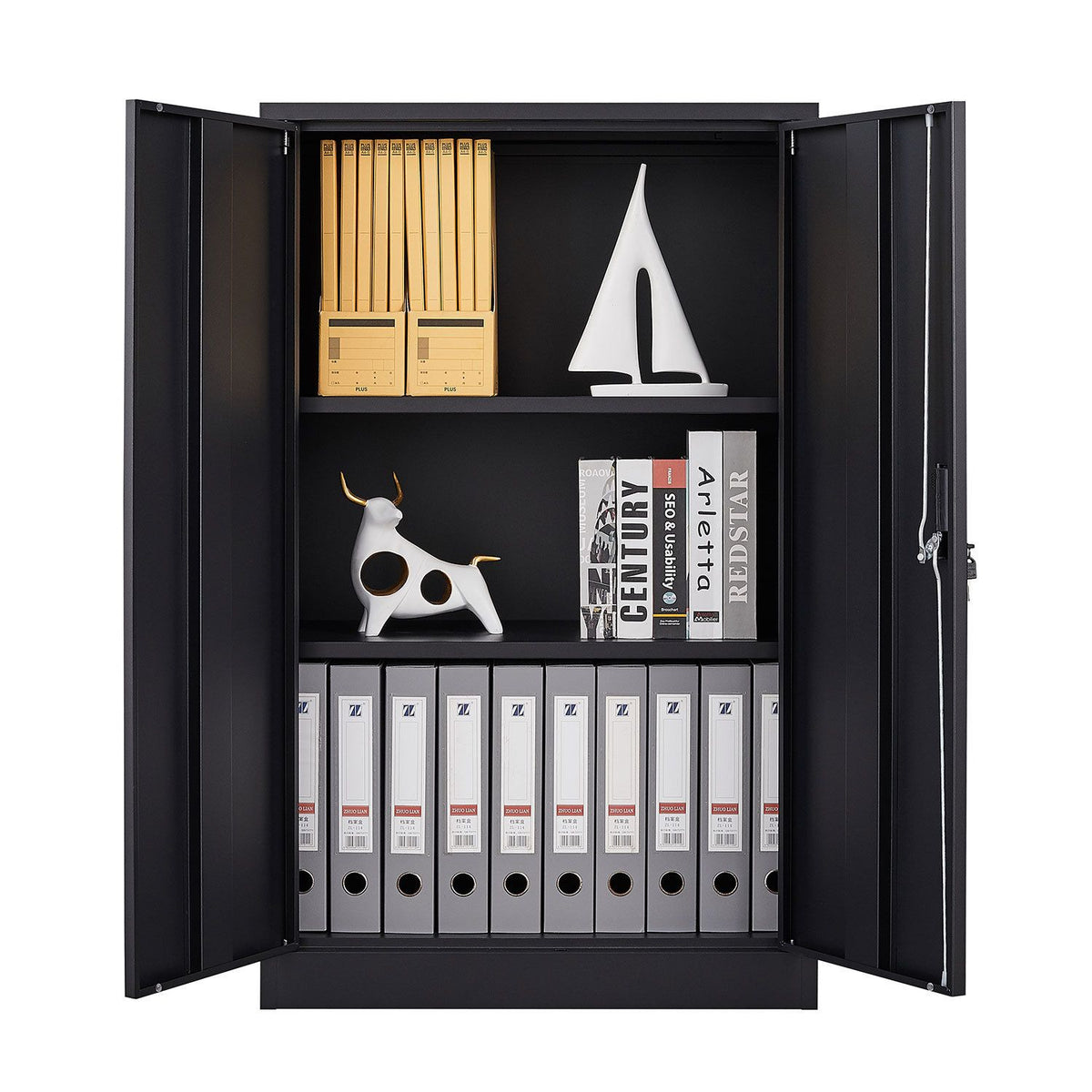 Folding Lockable Storage Cabinet with Adjustable Dividers