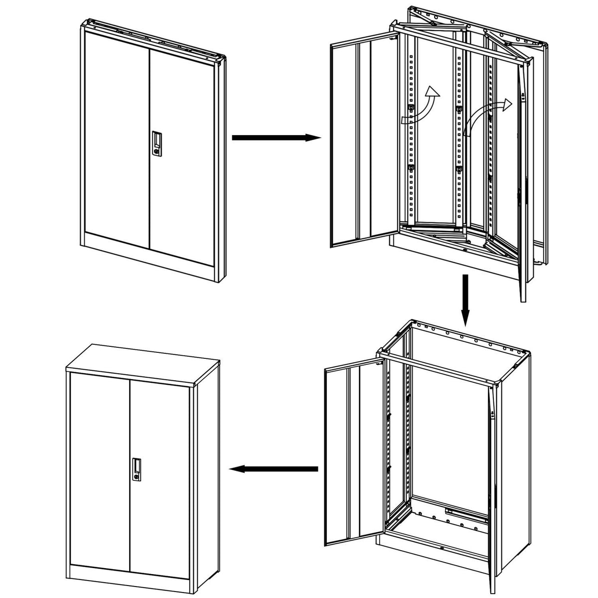 Folding Lockable Storage Cabinet with Adjustable Dividers
