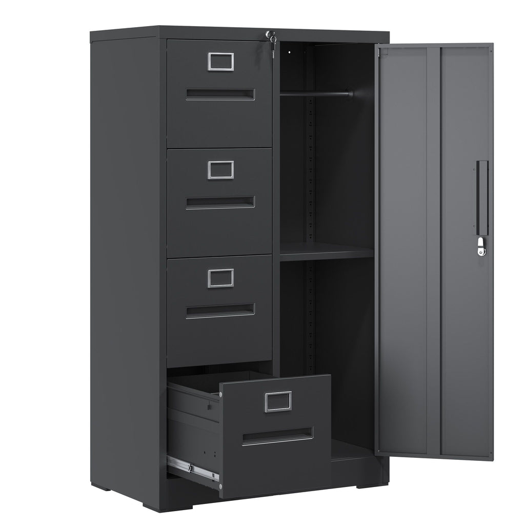 Vertical Filing Cabinet with Lock and 4 Drawers - Home Office Storage