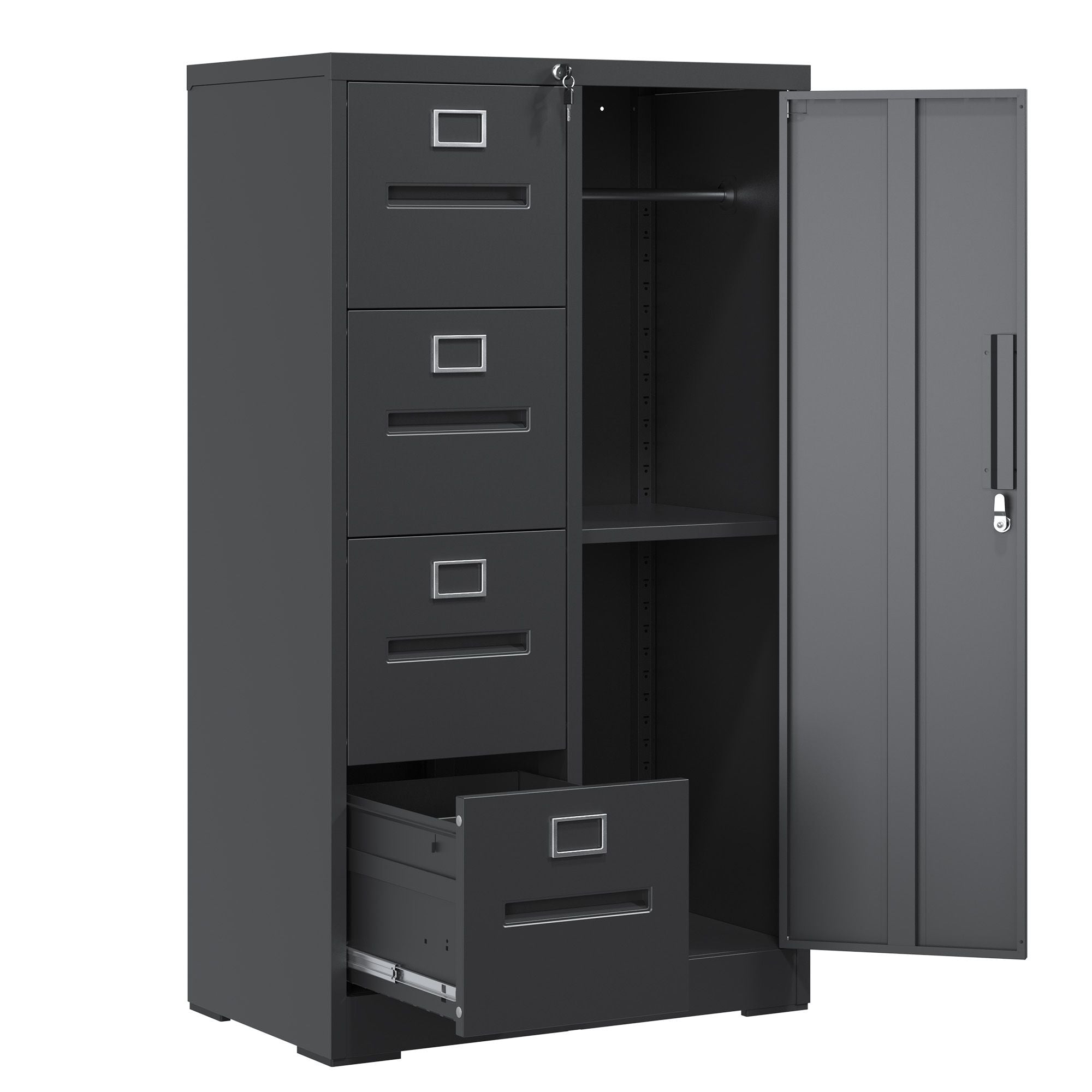 Vertical Filing Cabinet with Lock and 4 Drawers - Home Office Storage