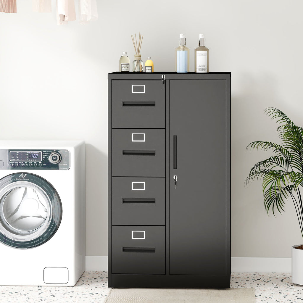 Vertical Filing Cabinet with Lock and 4 Drawers - Home Office Storage