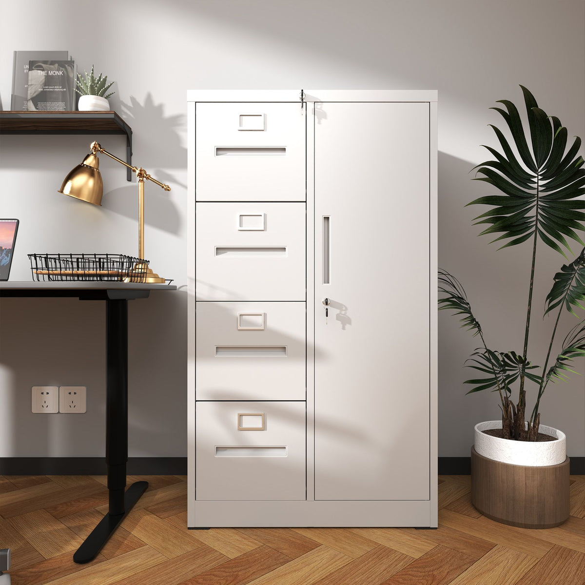 Four-Drawer Filing Cabinet with Wardrobe Compartment