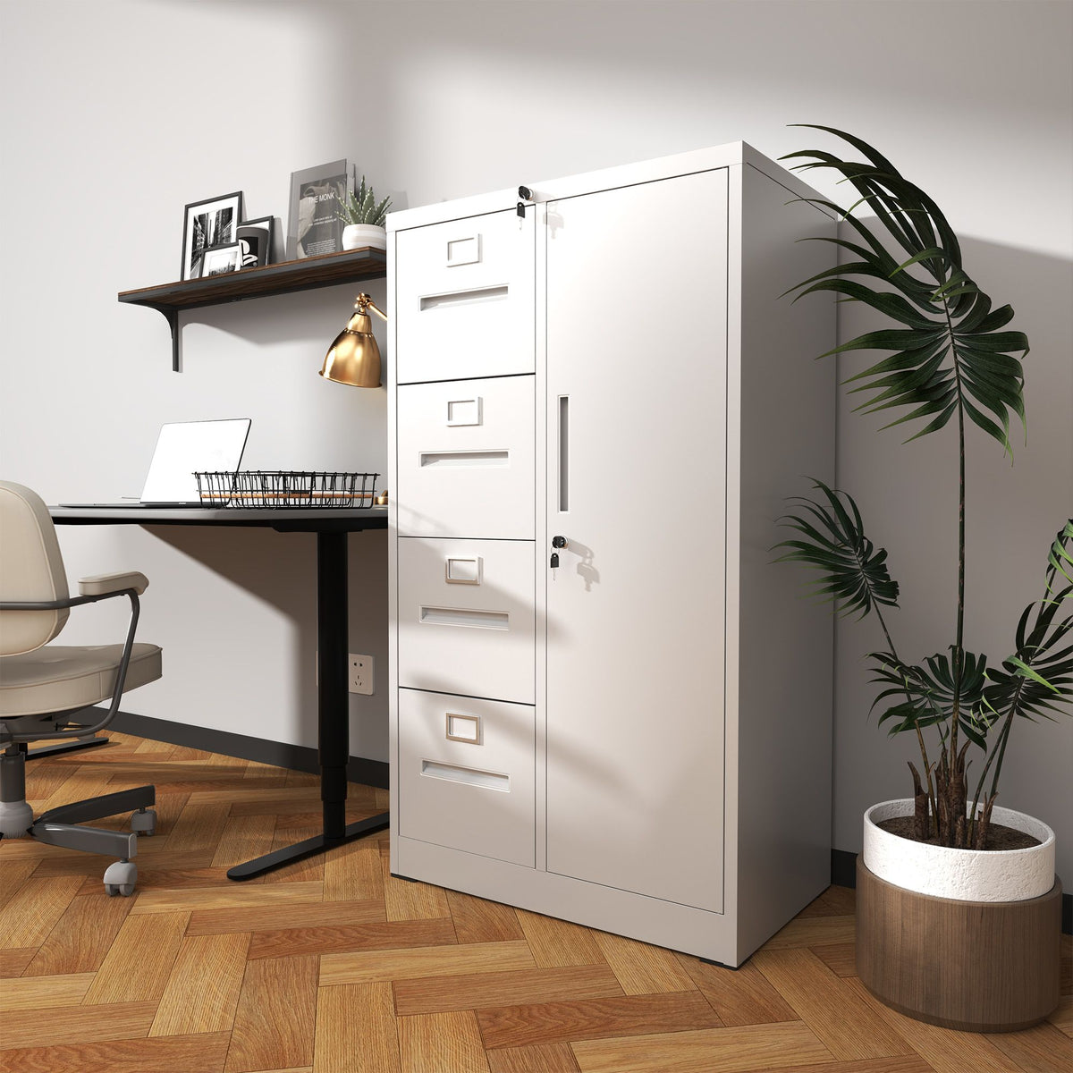 Four-Drawer Filing Cabinet with Wardrobe Compartment