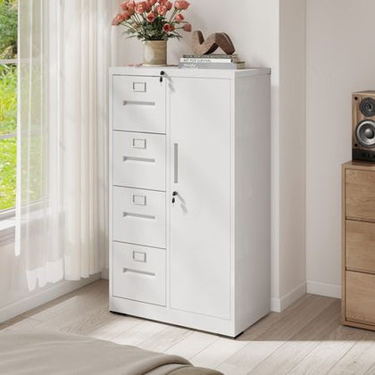Four-Drawer Filing Cabinet with Wardrobe Compartment