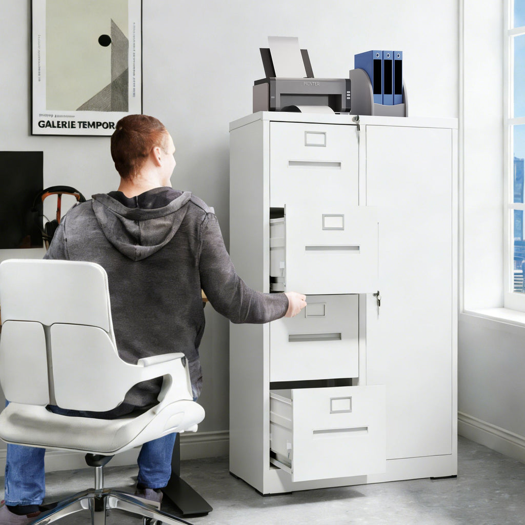 Four-Drawer Filing Cabinet with Wardrobe Compartment