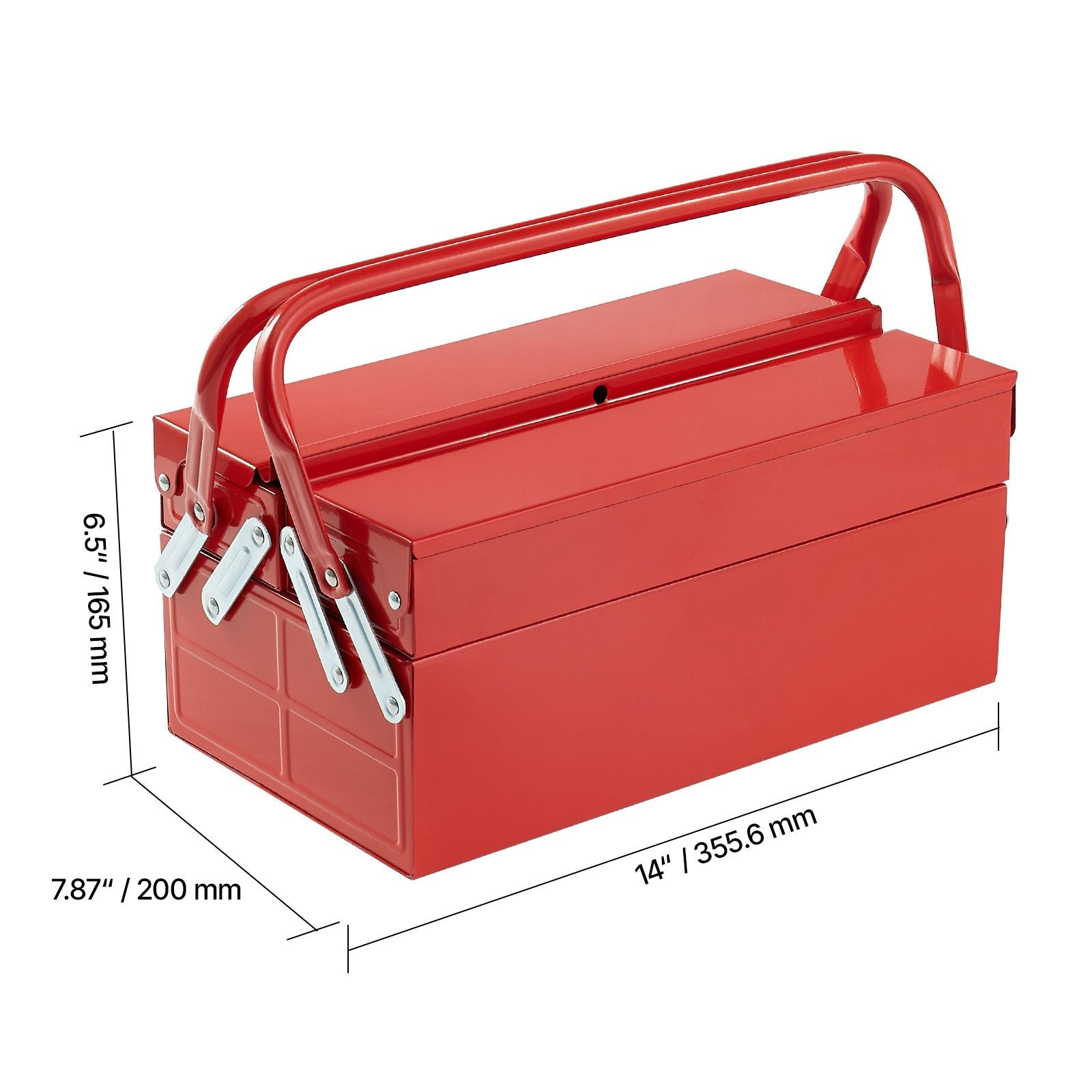 Portable Cantilever Metal Tool Box with Lock Hole
