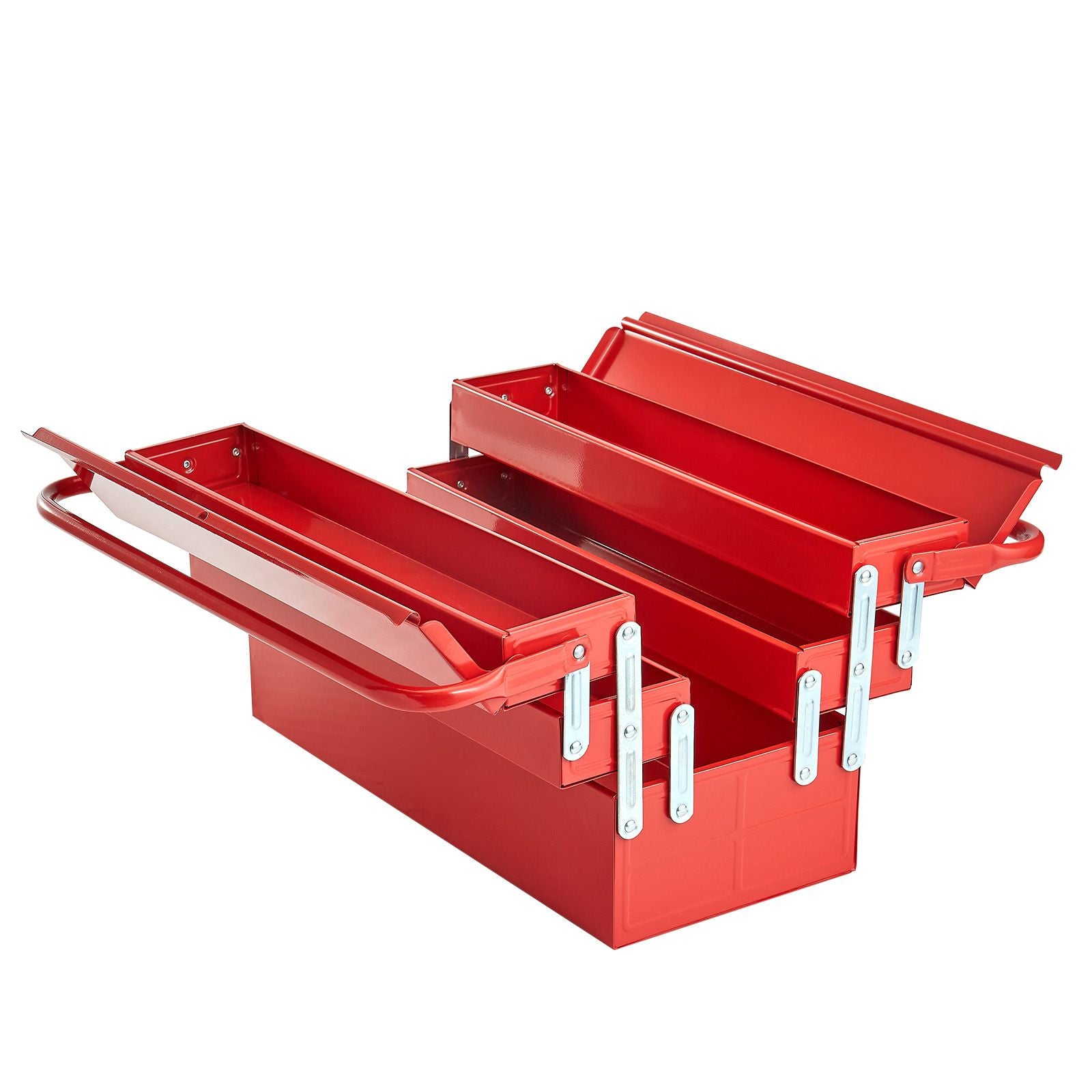 Portable Cantilever Tool Box with Lock Hole and Dual Handles
