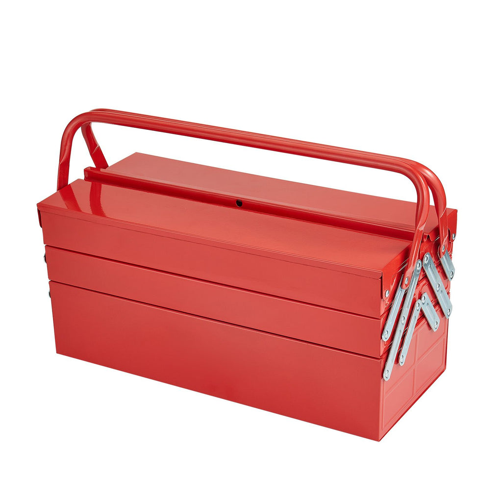Portable Cantilever Tool Box with Lock Hole and Dual Handles