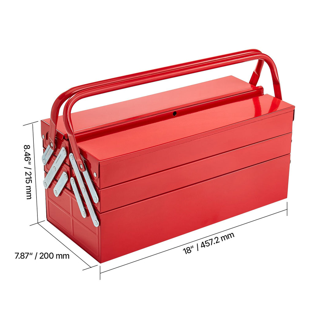 Portable Cantilever Tool Box with Lock Hole and Dual Handles