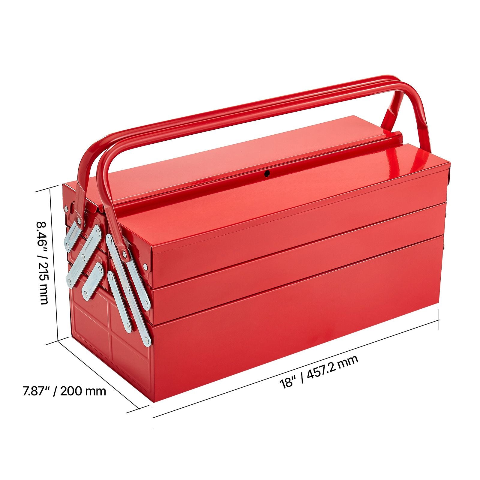 Portable Cantilever Tool Box with Lock Hole and Dual Handles