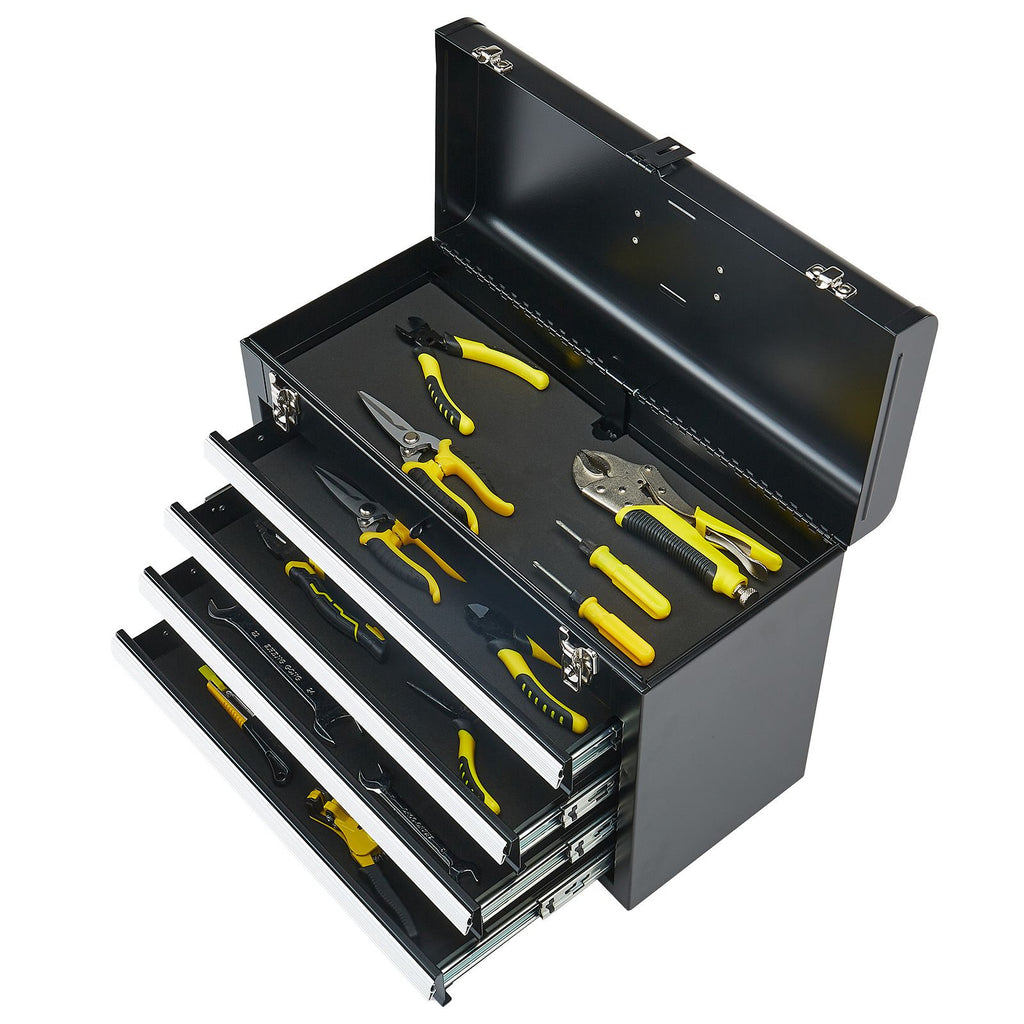Portable Metal Tool Box with 4 Drawers: Secure, Smooth, everyday