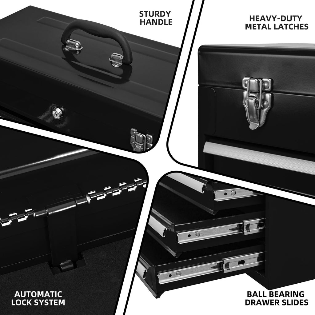 Portable Four-Drawer Tool Chest with Lock