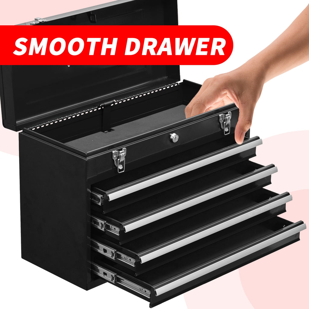Portable Four-Drawer Tool Chest with Lock