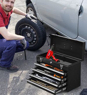 Portable Four-Drawer Tool Chest with Lock
