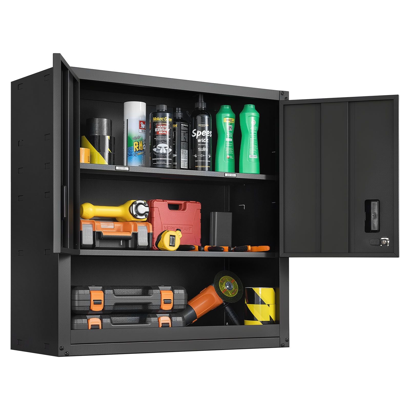 30- Wide Steel Wall Cabinet with Locking Doors and Adjustable Shelf