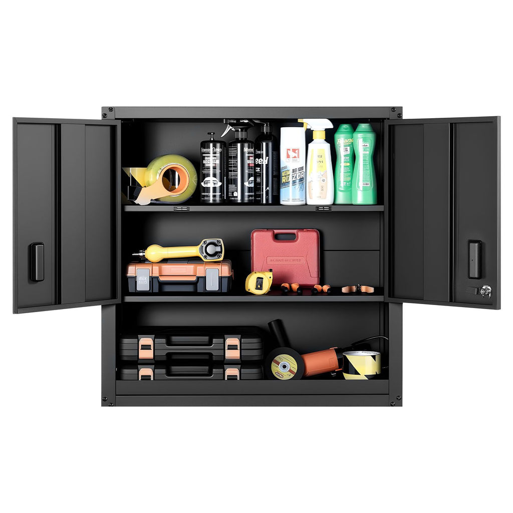 30- Wide Steel Wall Cabinet with Locking Doors and Adjustable Shelf