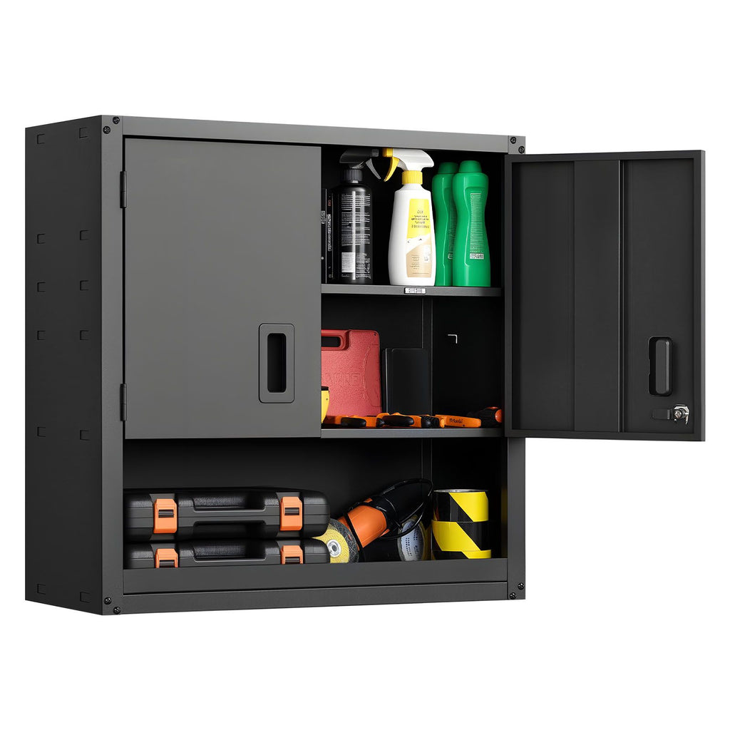 30- Wide Steel Wall Cabinet with Locking Doors and Adjustable Shelf