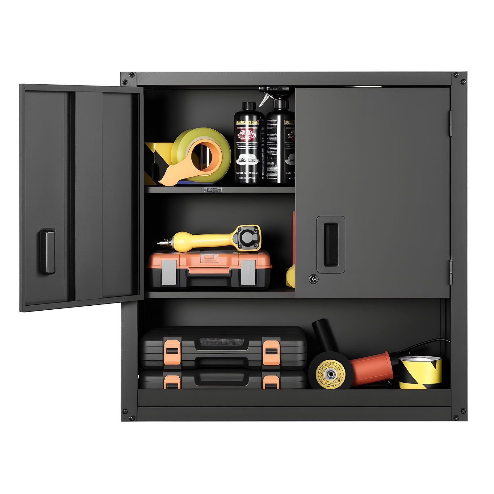 30- Wide Steel Wall Cabinet with Locking Doors and Adjustable Shelf