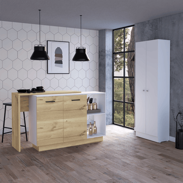 Miami Kitchen Island and Pantry Cabinet Set