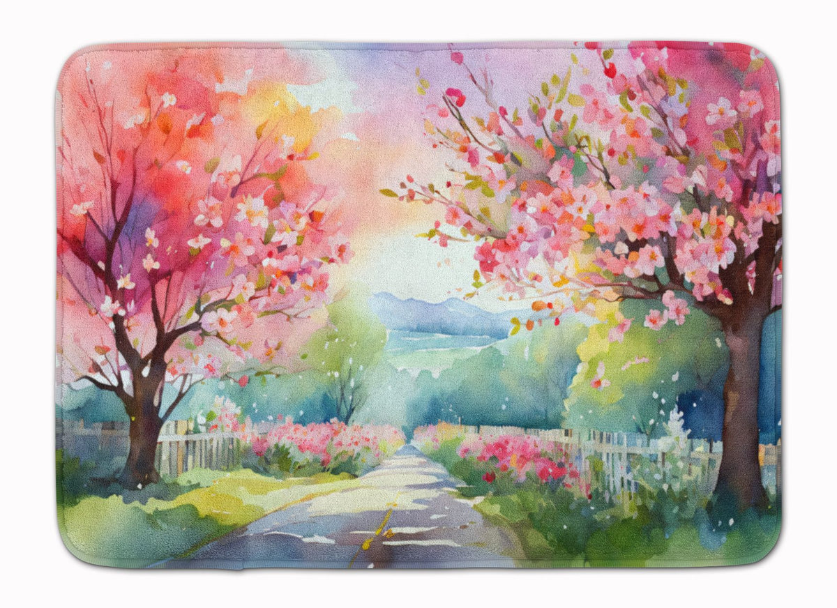 Michigan Apple Blossoms Watercolor Floor Mat