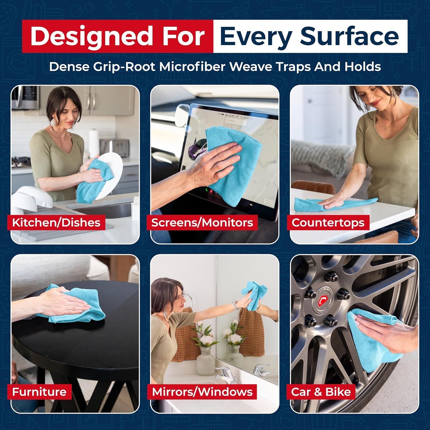 High-Performance Microfiber Cleaning Cloths – 8-Pack,, Ultra Absorbent for Streak-Free Shine