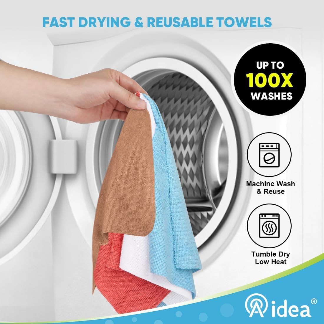 50-Pack Microfiber Cleaning Cloth Roll for Cars, Kitchen & Windows