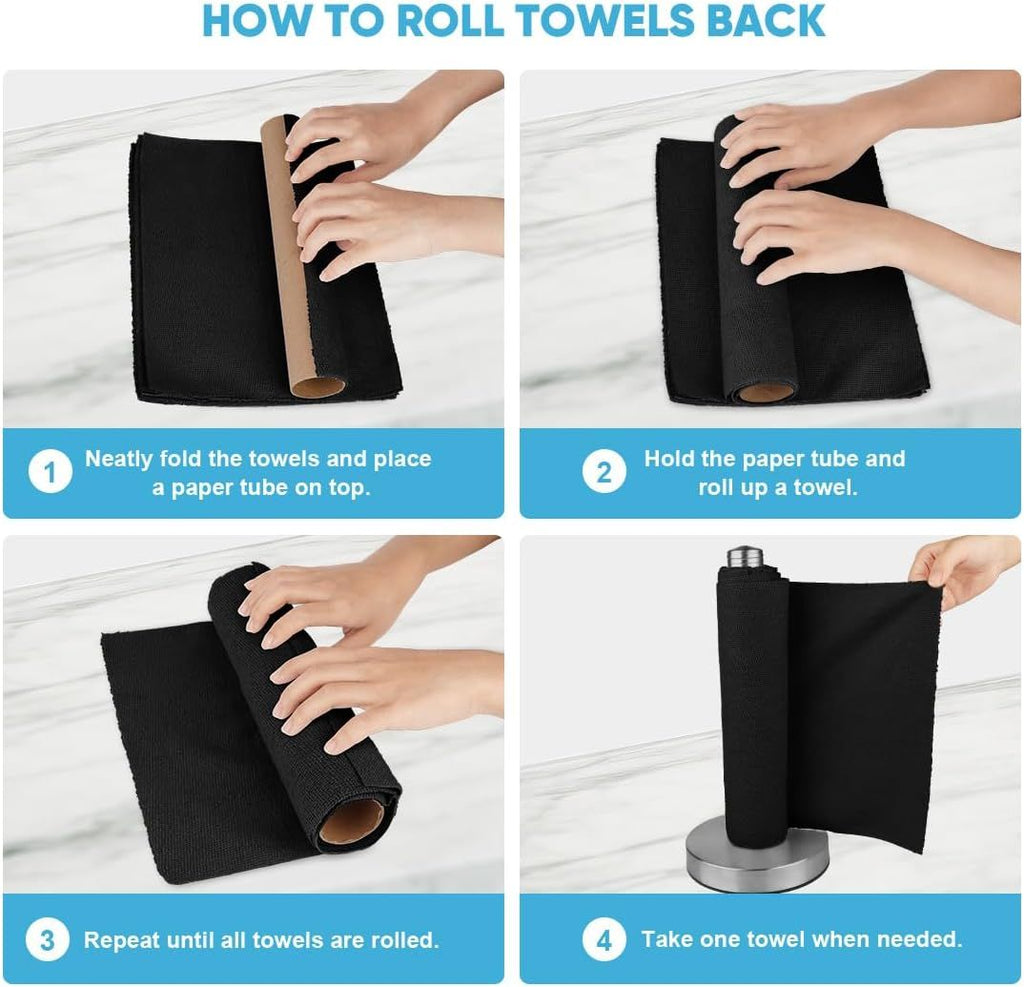 50-Pack Microfiber Cleaning Cloth Roll for Cars, Kitchen & Windows