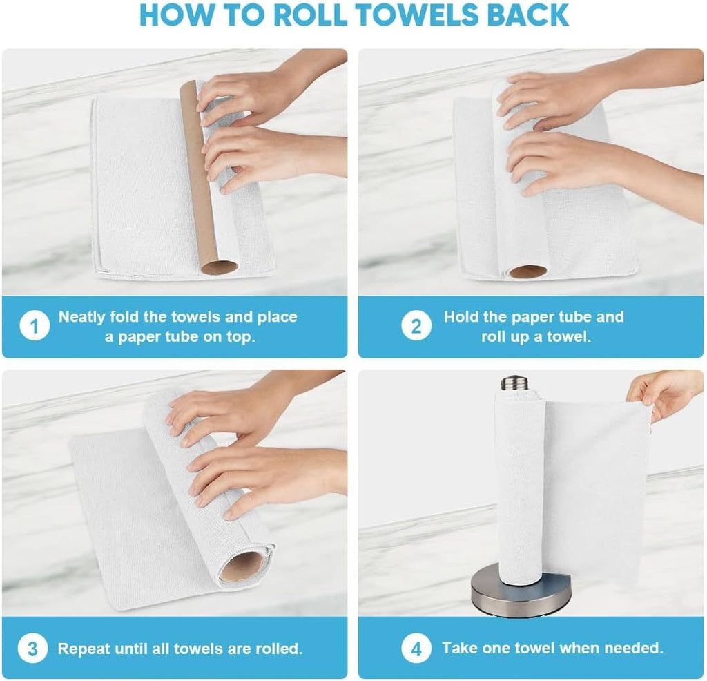 50-Pack Microfiber Cleaning Cloth Roll for Cars, Kitchen & Windows